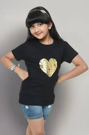 Kids Girls Black T Shirt Size 6 Years