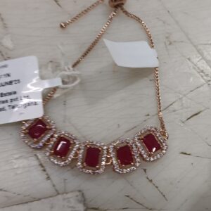 Estelle Rose Gold Plated Cz Ossum Octagon Bracelet Ruby Crystals Women 66 Plus Units