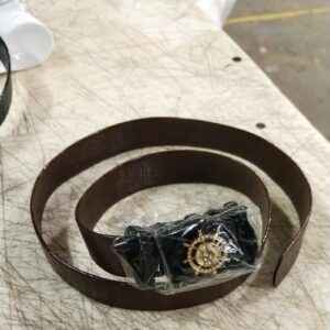 Kids Boys Brown Colour Fancy Belt With Black And Golden Buckle