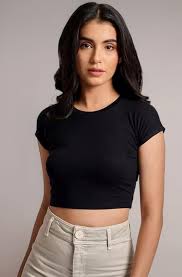 Crop Top For Women Black Size S