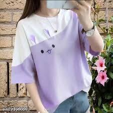 Lavender And White T Shirt For Women Size L