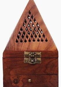 Wooden Pyramid Shape Incense Box Holder Stand