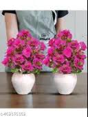 Set Of 02 Artificial Plant Pots Faux Plants With Pot Set Of 3 Small Size Studio Plants For Home Decor Living Room Balcony