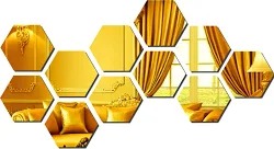 Golden Color Wall Mirror Pack Of 12