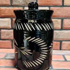 Ceramic Pickle Jar Set With Lid Black Kutting Jars 1000Ml Black Jar Pack Of 2