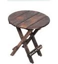 Wooden Criss Cross Leg Round Shape Foldable Table