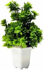 Litleo Plastic Mini Artificial Plant With Pot Office Decor Gift School Project Art Set Of 1 Green