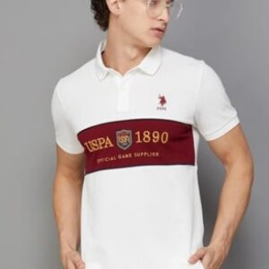 Us Polo Assn Men Printed Regular Fit Polo Shirt White Size L