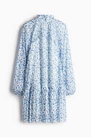 H And M White Blue Plisse Jersey Dress For Women Size Xl