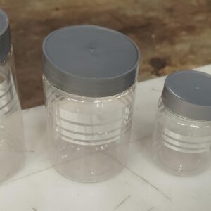 Transparent And Grey Plastic Container 4Pcs