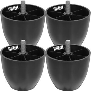 Black Plastic Round Sofa Leg 4 Pcs Black