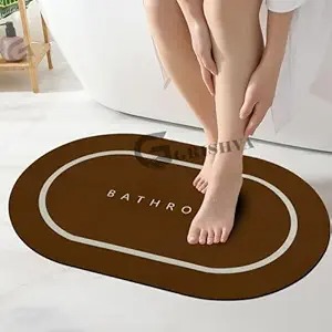 Grisha 3 . 5 Mm Anti Skid Water Bathroom Print Door Mat Water Absorbent Mat 40X60Cm Brown
