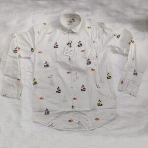U.s.polo Assn White Color Printed Cotton Shirt For Mens Size S