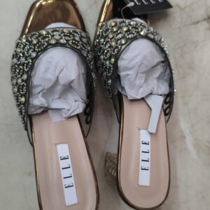 Elle Gold Women Slip On Sandals Size 6