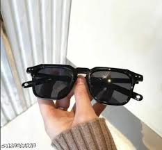 Women Black Plastic Square Uv Protected Sunglasses 1Pc