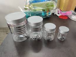 Plastic Round Grey Food Container Set 4 Pc
