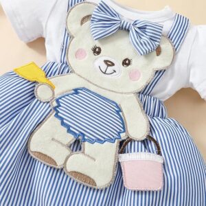 Hopscotch Girls Striped Teddy Applique Onesies 0 To 3 Month