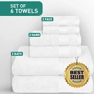 My Trident White Colour Soft Comfort Towel Set Of 6