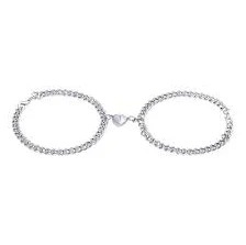 Silver Couple Heart Magnetic Bracelet
