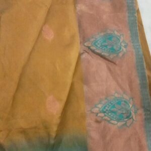 Multi Colour Satin Saree With Floral Print For Women 5 M