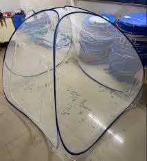 Mosquito Net Polyster Foldable For Double Bed King White Blue Color Patti