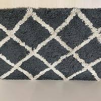 Moroccan Ogee Plush Area Rugs Carpet Floor Mat Home Thick Shaggy Rug With Anti Skid Grey Box 2X3