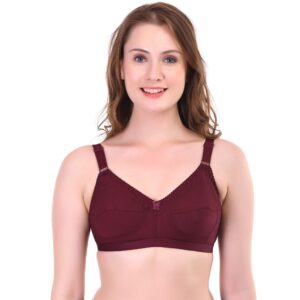 Wine Cotton Full Coverage Bra For Women Size 32