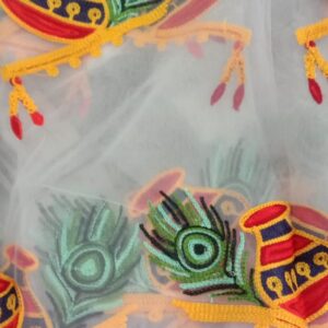 White Matki And Flute Embroidery Net Dupatta For Women