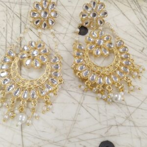 Goldtoned Kundan Earrings For Women