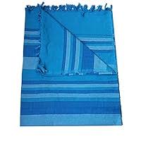 Khadi Cotton Stripe Double Bed Sheet With 2 Pillow Cover King Size 210 Tc Blue