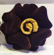 Brown Color Velvet Flower Shape Pillow