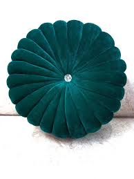 Designers Flower Microfiber Smokin Round Cushion 16X16 Inches Green Color