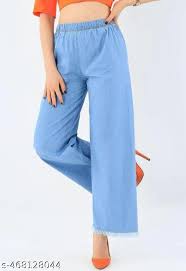 Denim Straight Pants For Girls Color Light Blue Size Xl