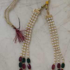 Rajasthni Women Girl Multi Wedding Mala Three String Pearl Necklace