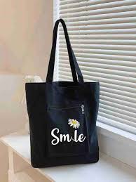 Fancy Printed Shoulder Black Bag