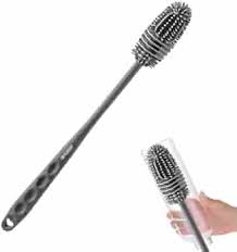 Bottle Cleaning Brush Silicone Long Handle Water Bottle Containers Grey