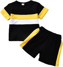 Stylish Black Mustard White Kids Clothing Tshirt And Nikker Set Size 612 Months