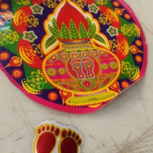 Welcome With Kalash Printed Round Wall Stickers For Home