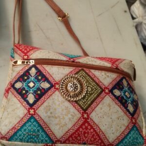 Beige And Multicolour Printed Handbag For Women