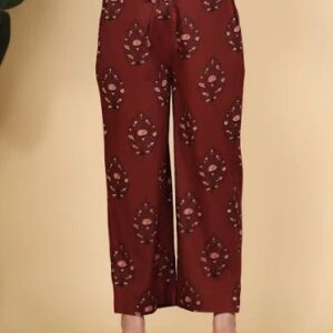Aramya Brown Color Printed Women Trousers Size 7Xl