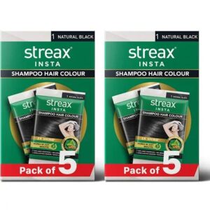 Streax Insta Shampoo Hair Black Colour 25Ml Pack Of 5