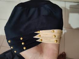 Black And Crem Muslim Wear Hijab Cap Naqab Topi