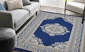 Blue Printed Persian Rug Cotton Carpet 6.5Ft