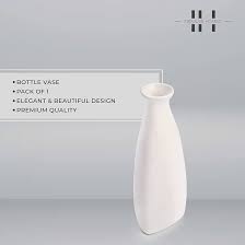 White Ceramic Flower Vase For Living Room Home Decor Centrepiece Showpiece 9 Inches