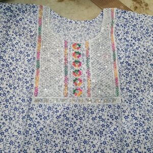 Women Blue And White Color Kurta Size Xl