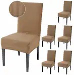Thick Jacquard Dining Chair Cover 6 Seater Brown