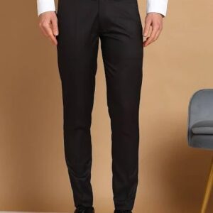 Fubar Mens Comfort Easy Wash Mid Rise Formal Trousers Black Color Size 34