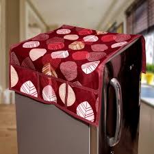 Maroon Printed Fridge Cover