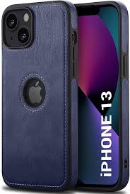 Iphone 13 Back Case Blue Leather