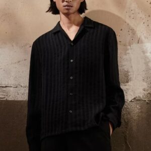 Hm Men Black Colour Regular Fit Long Sleeve Resort Shirt Size Xl